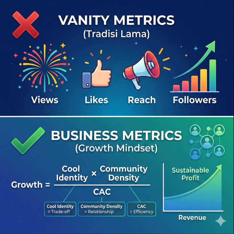 Comparison of vanity and business metrics